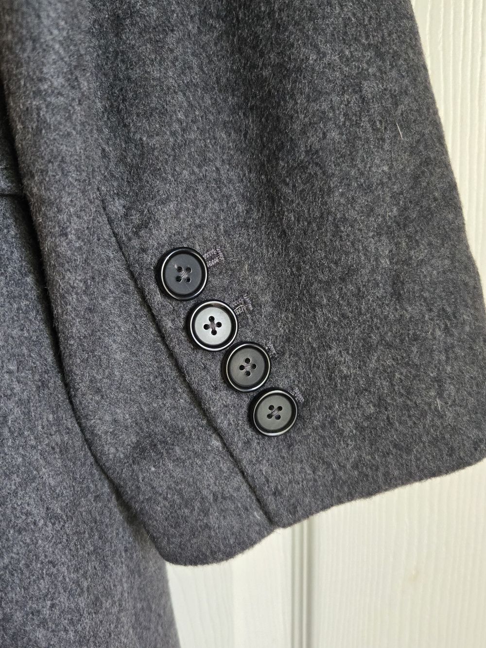 Quince Charcoal Gray Double-Breasted Wool Trench Coat - Picture 5 of 8